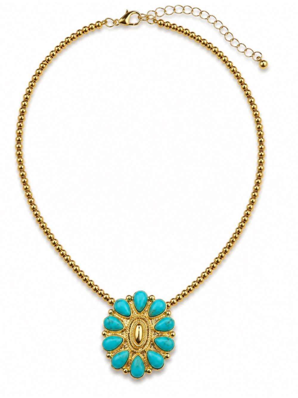BRAND NEW W TAGS Pink Panache Turquoise Concho Choker Necklace 18K Gold Dipped